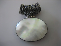 VINTAGE STERLING SILVER 925 MOTHER OF PEARL SLIDE PENDANT