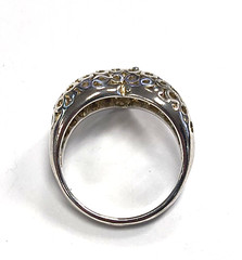 Estate 925 Sterling Silver Filigree Dome Heart Ring Size 8