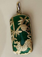 Vintage Natural Green Jade 45mm X 20mm Pendant 10k Gold Filled