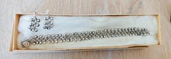 Vintage Hermann Siersbol Denmark 830S Silver Bismarck Bead Bracelet Earrings Set