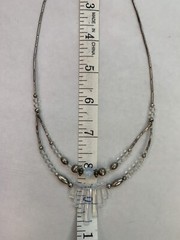 Vintage 16” Silvertone And Opalite Glass Beautiful Statement Double Bottom, B3