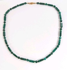 Malachite Beaded Necklace – Green Gemstone Bead Necklace