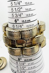 Lot VTG Chunky 1960’s Textured Brushed Gold Tone Dome Link Bracelet & Earrings