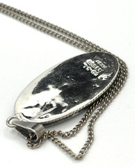 MidCentury Mexico Taxco Sterling Silver 925 Hemp & Abalone Pendant w/metal Chain