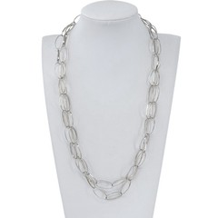 Chunky Oval Link Statement Necklace | Sterling Silver 925 | 44″