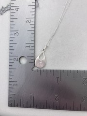 Vintage 925 Sterling Silver Abalone Teardrop Charm Pendant Necklace 18”