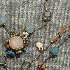 Betsey Johnson Triple Strand Necklace Beaded Multi Floral Heart Crystal Signed