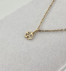 VTG 14k Yellow Gold Solid 4 Leaf Clover Heart Charm Pendant Signed Tiny Read