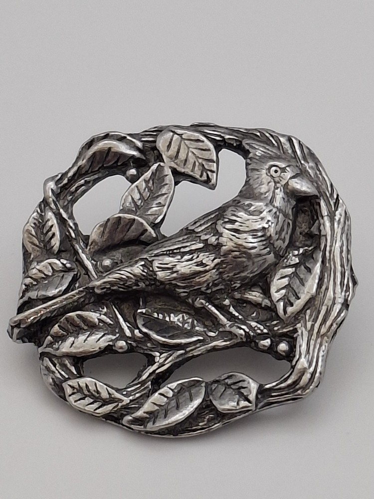 Cardinal Bird Brooch Birds And Blooms Pewter 1999