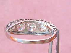 ANTIQUE ART DECO 1.35 ctw OLD DIAMOND PLATINUM 5-STONE COCKTAIL RING 1930 sz 5.5