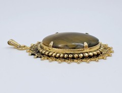 Vtg Mid Century Costume Jewelry Pendant Lot 3 Celebrity NY Tiger Eye Jade