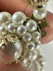 Vintage Necklace Japan Simulated Bead Glass White Box Clasp`16inches