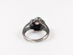 Vtg Sterling Silver 925 Art Nouveau Style Pink Solitaire Stone Ring Size 5.25