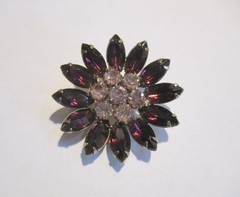 Amethyst Looking Brooch and Earring Set ~ Brooch w/Pin and Clip Earrings