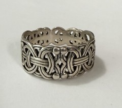 Vintage Peter Stone PSCL Sterling Silver Viking Borre Knot Wind Band Ring Sz12.5