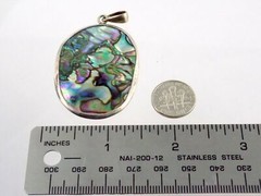 Sterling Silver Abalone Shell Pendant 925 10g 2.5 Inches Total Length