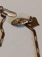 Vintage Glass Works Studio Necklace Heart Charms Brass Gold Tone 15 Charms
