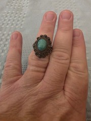 Vintage Taxco Mexico 925 Sterling Silver Turquoise Poison Locket Ring TS-15