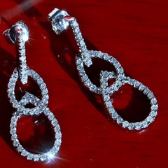 14k white gold earrings 0.45ct natural diamond 1.12″ teardrop dangle 3.54g N3777