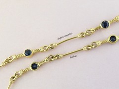 Estate 18K Yellow Gold & Blue Sapphire Fancy Ornate 25″ Layering Chain Necklace