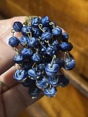 VINTAGE SET WEST GERMANY ART GLASS BLUE LAPIS WATERFALL EARRINGS NECKLACE