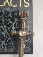 Vtg JJ Artifacts Sword Earrings Crystals Rhinestones GOTH On Card NOS