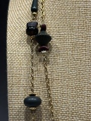 Vintage Casual Corner Beaded 44” Necklace ~ Gold Tone – Multicolor Glass Beads