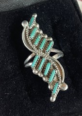 Vintage Native American Style Sterling Silver Turquoise Ring No Marks Size 5-1/4