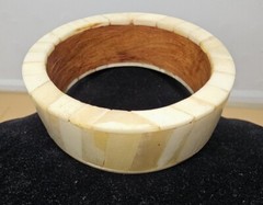Vintage Horn Bone Boho Teak Wood Bangle Bracelet