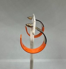 Vikki Carr Estate Orange Hoop Earrings Certificate Of Authenticity 1 Inch