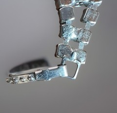 Vintage Blue Moonstone Bracelet Glass Rhinestones Silver Tone 6.5 In.