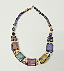 Vintage 1970s/1980s Gold & Multicolor Lucite Statement Choker 16″ Necklace
