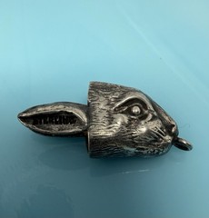 Vintage Bunny Rabbit Hare Head Good Luck Sterling Silver For Foot Charm 2.6g