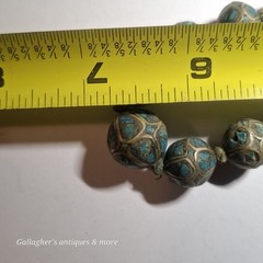 vintage Bead Tibetan Turquoise Inlay Silver Graduated 16″ Choker Necklace