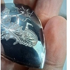 Rare Vintage Niello Brooch Pin Siam Sterling Silver Goddess Mekkala Thailand