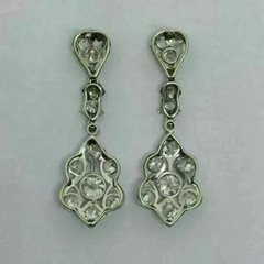 Art Deco Lab Created Diamond Antique Wedding Gift Earring 14K White Gold Finish