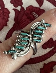 Vintage Native American Style Sterling Silver Turquoise Ring No Marks Size 5-1/4