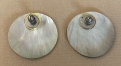Vintage MOTHER OF PEARL Earrings Large Abalone Circles Pierced post Mermaid BOHO