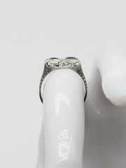 Antique $4000 BELAIS 1.21ct Certified Blue Sapphire 18k White Gold Platinum Ring