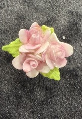 VTG English China Hand Painted Porcelain COALPORT Pink Rose Brooch & Earrings