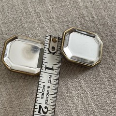 Vintage Gold tone Octagon Rhinestone Bold Statement Clip-on Earrings Mirrored