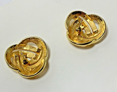 Vintage Estate Find Gold Metal Knotted Rope Nautical Post Earrings