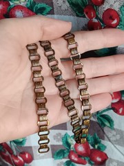 Antique NO CLASP Brass Bookchain Necklace Floral Stamped 14 1/2″