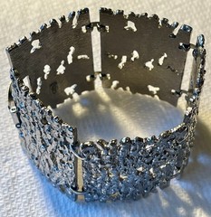 Vintage Mid Century MODERNIST BRUTALIST PANEL BRACELET Silver Tone Celebrity