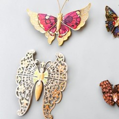 Vintage Butterfly Brooch Pin Lot of 6 Mixed Enamel Rhinestone Filigree Unmarked
