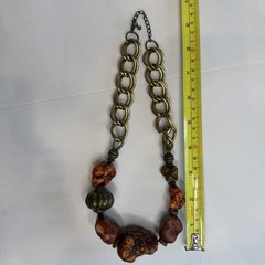 Vintage Brown Howlite Nugget And Gold-toned Necklace 1980’s
