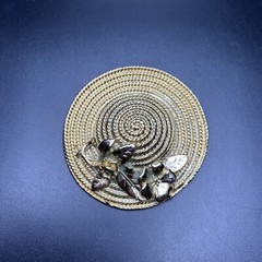 Sun Hat Brooch Pin Floral Flower Gold Tone Summer Wide Brim Vintage