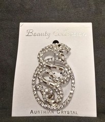 SNAKE BROOCH, AUSTRIAN CRYSTALS, 2″ X 1.5″