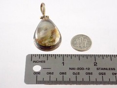 Vintage Artisan Made Sterling Silver Rutilated Quartz Cabochon Pendant 925 16.6g