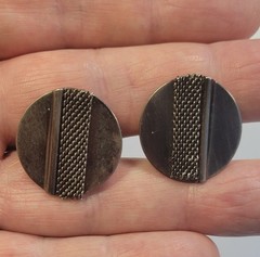 Vintage Sterling Silver Modernist Art With Mesh Wire Strip Clip On Earrings